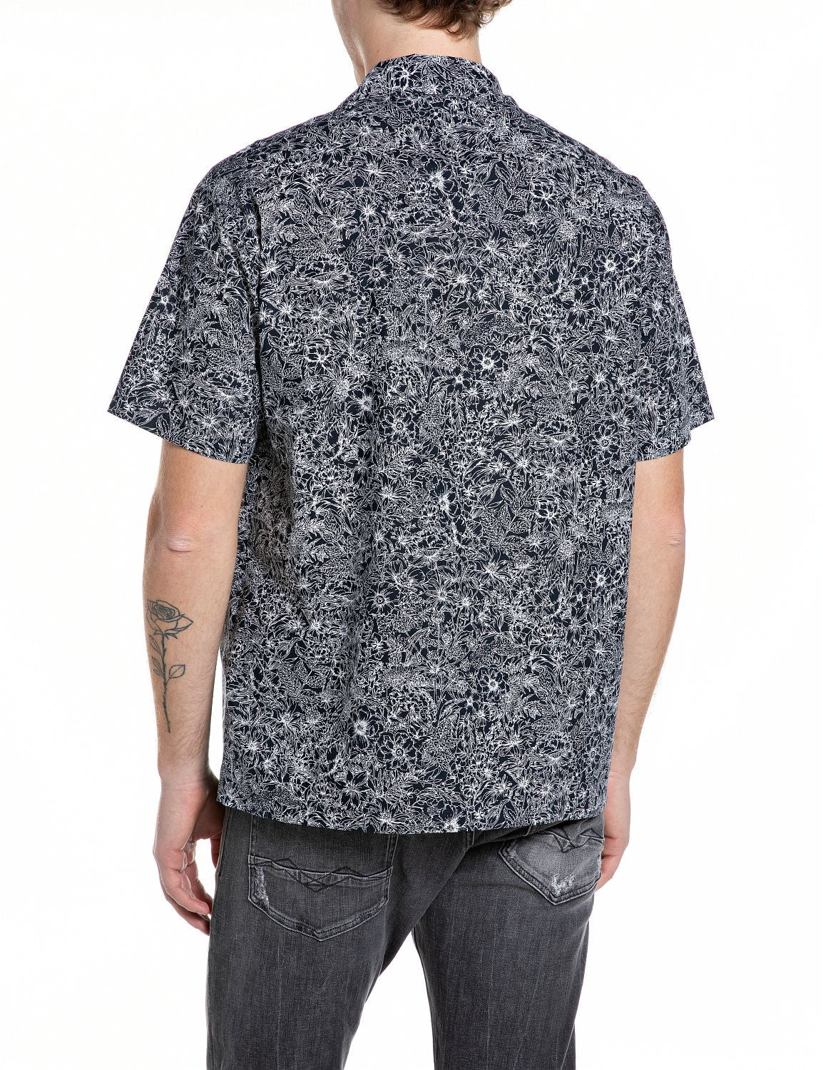 Replay Camicia Uomo Blu Relaxed Fit Stampa Floreale Cotone – dettaglio prodotto 2 – Master SKU RPY_M4157_00075102_020