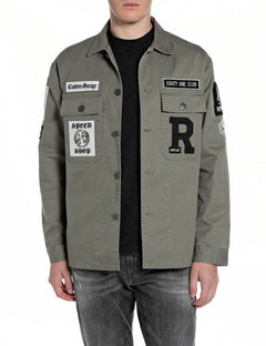 Replay Giacca Camicia Con Patch E Logo Light Military – vista principale – Master SKU RPY_M8445C00085022N_103