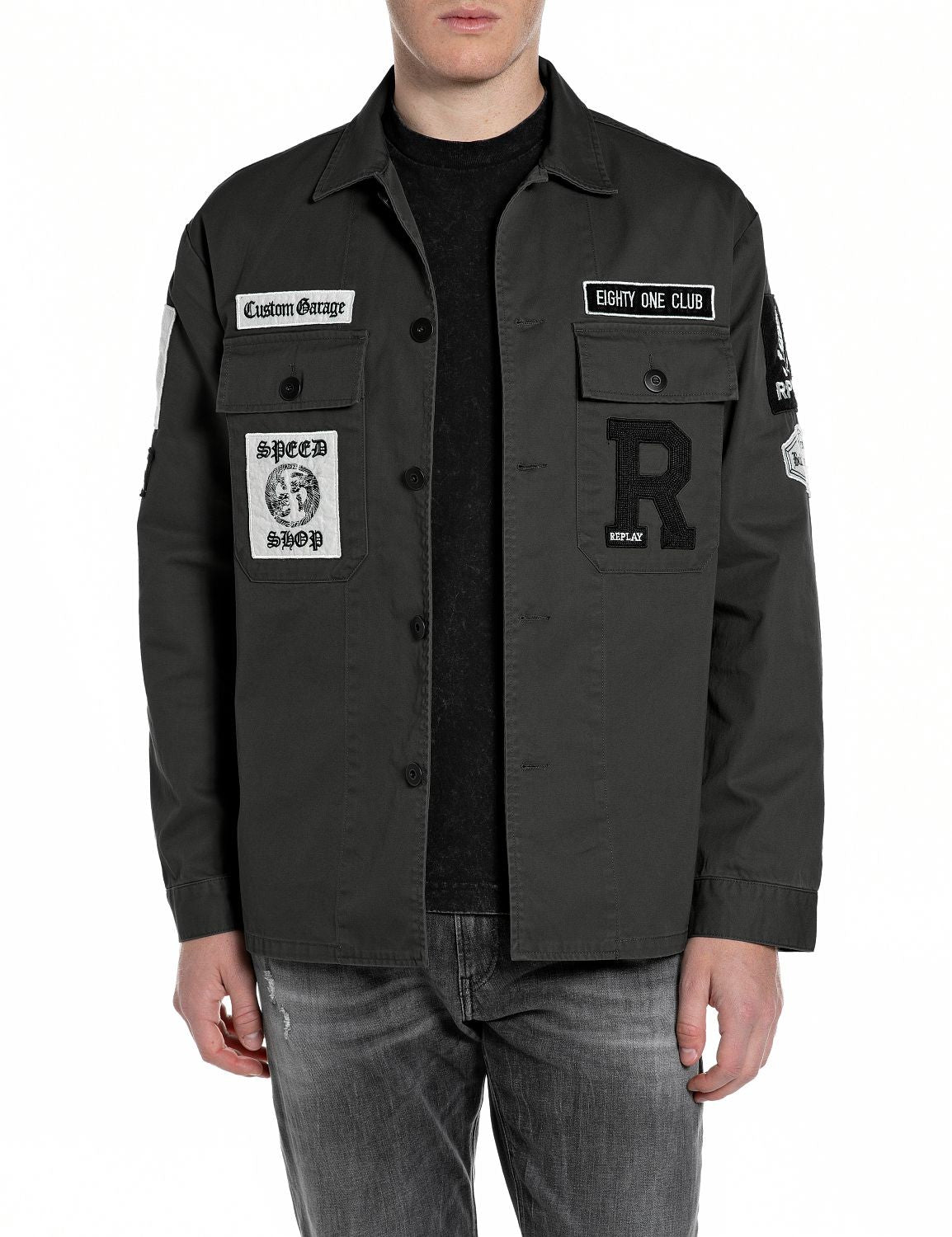 Replay Giacca Camicia Con Patch E Logo Nera – vista principale – Master SKU RPY_M8445C00085022N_099