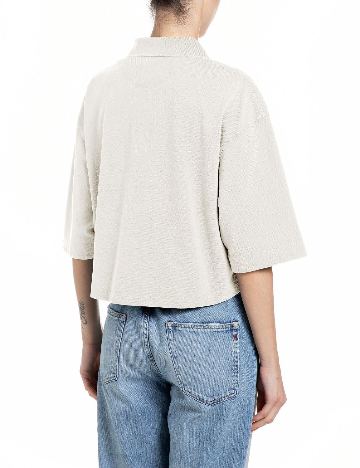 Replay Polo Donna Crop Fit Cotone Piqué Logo Ricamato – dettaglio prodotto 2 – Master SKU RPY_W3502_00023766G_801