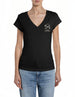 Replay T-shirt Donna Slim Fit Nera Scollo V Cotone Stampa Bianca – vista principale – Master SKU RPY_W3467A00023792G_098