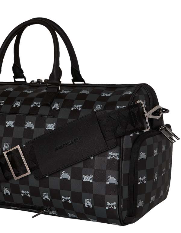 Sprayground Borsone Gray Peeking Character Check Large Duffle – dettaglio prodotto 2 – Master SKU SPR_910D8910NSZ