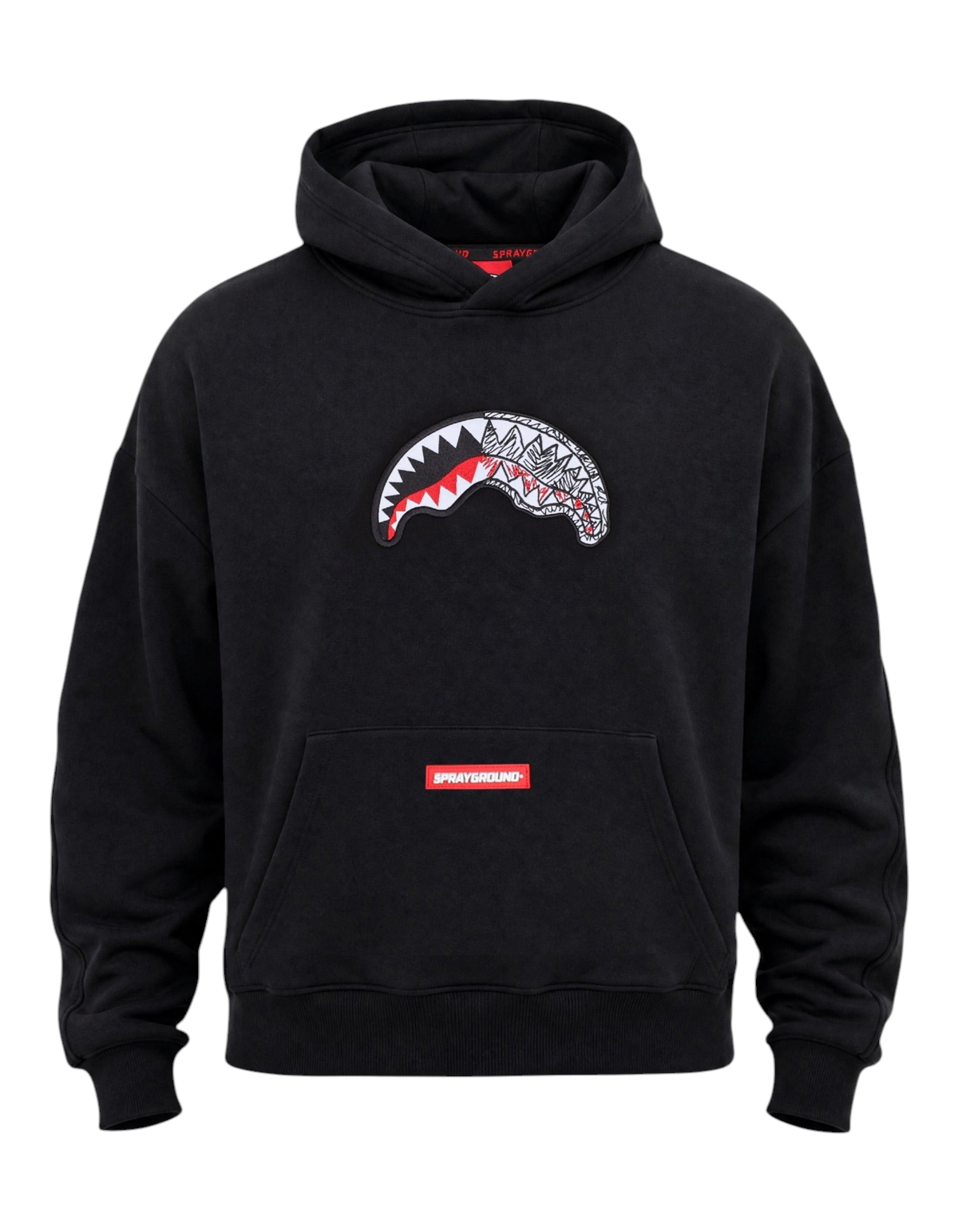 Sprayground Sketch Shark Smooth Perfect Hoodie nero - vista frontale capo senza modello
