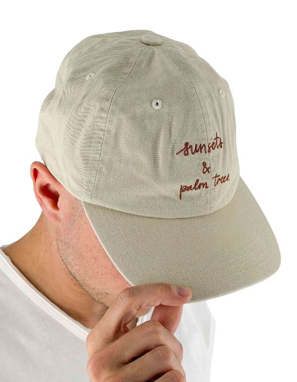 Tooco Cappellino Ricamo Sunsets & Palm Trees Off White – vista principale – Master SKU TOC_A_NDC_SUN_&PALM_OW_ONE