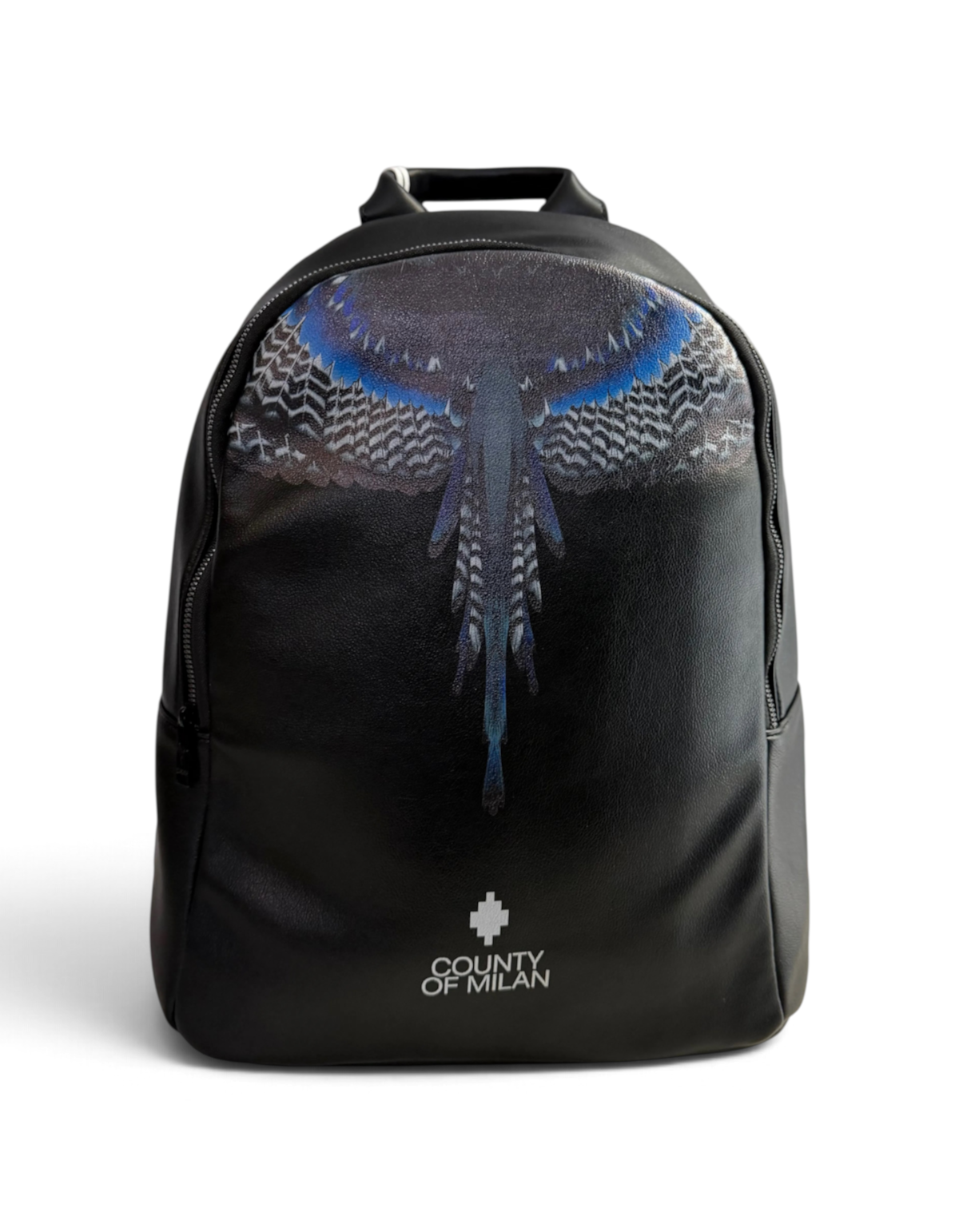 Marcelo Burlon - County Of Milan Zaino Textured Nero/Royal Wings COMAF261049 - fronte
