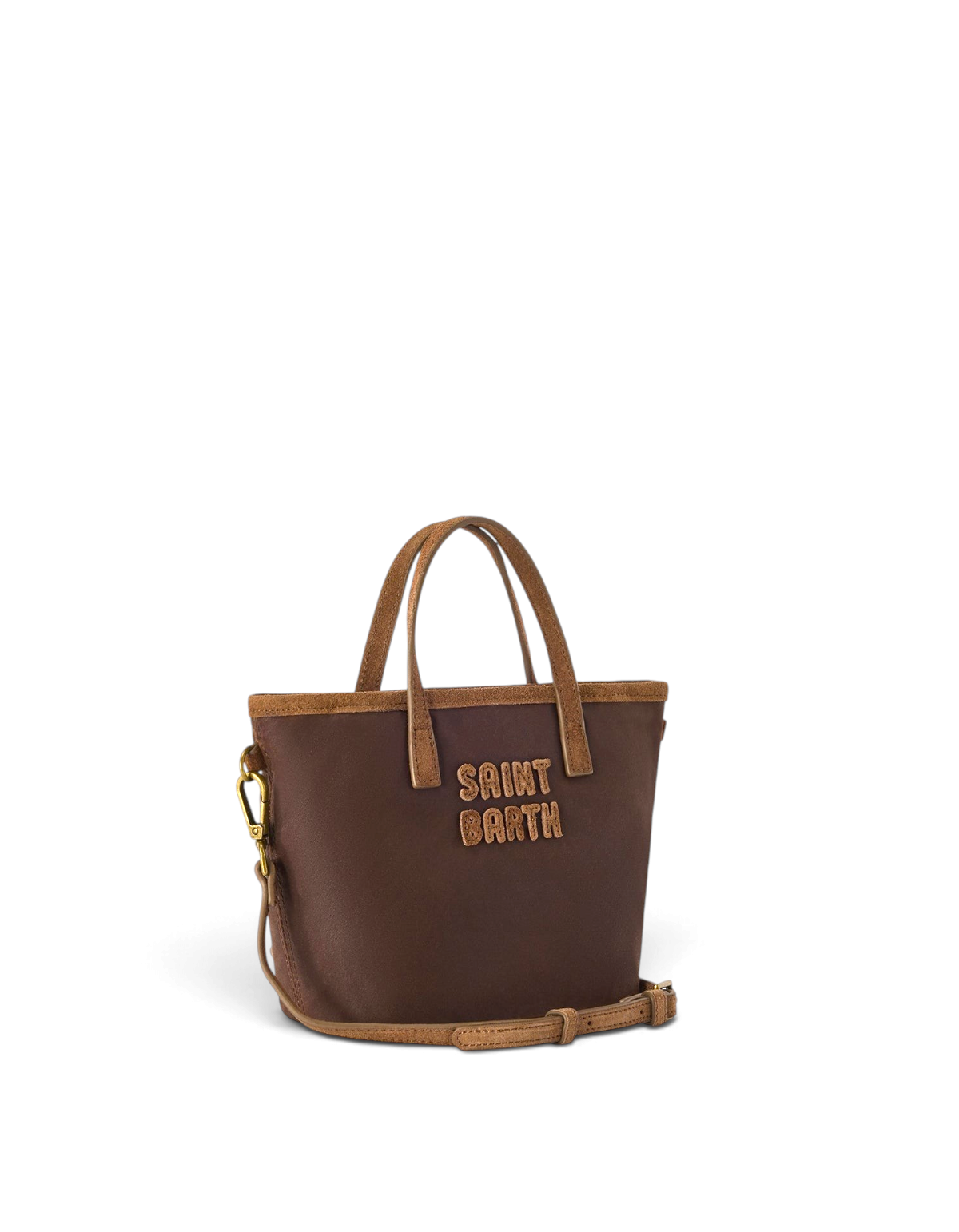MC2 Saint Barth Borsa Mini City Wax marrone - vista tre quarti con tracolla