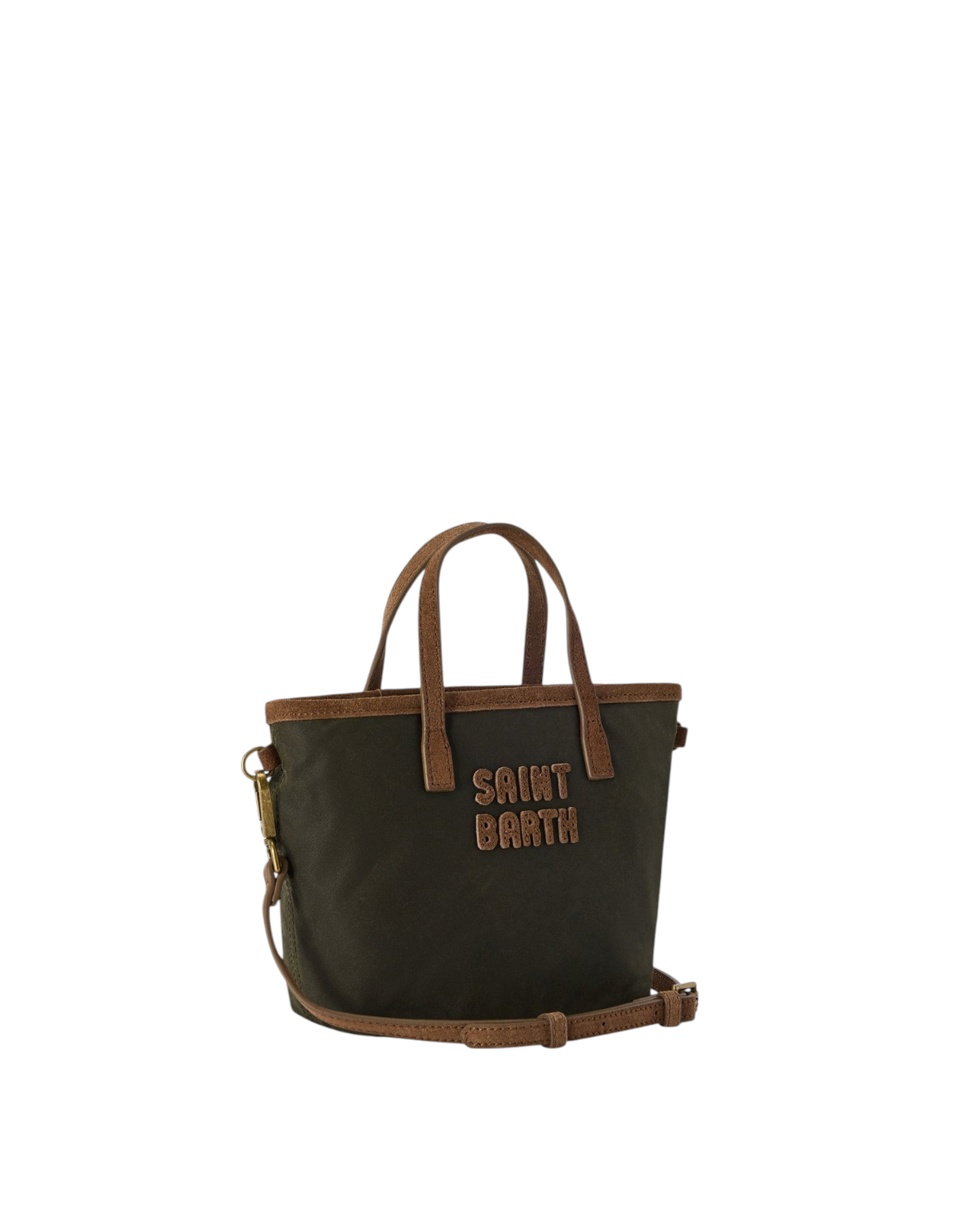 MC2 Saint Barth Borsa Mini City Wax verde militare - vista tre quarti con tracolla