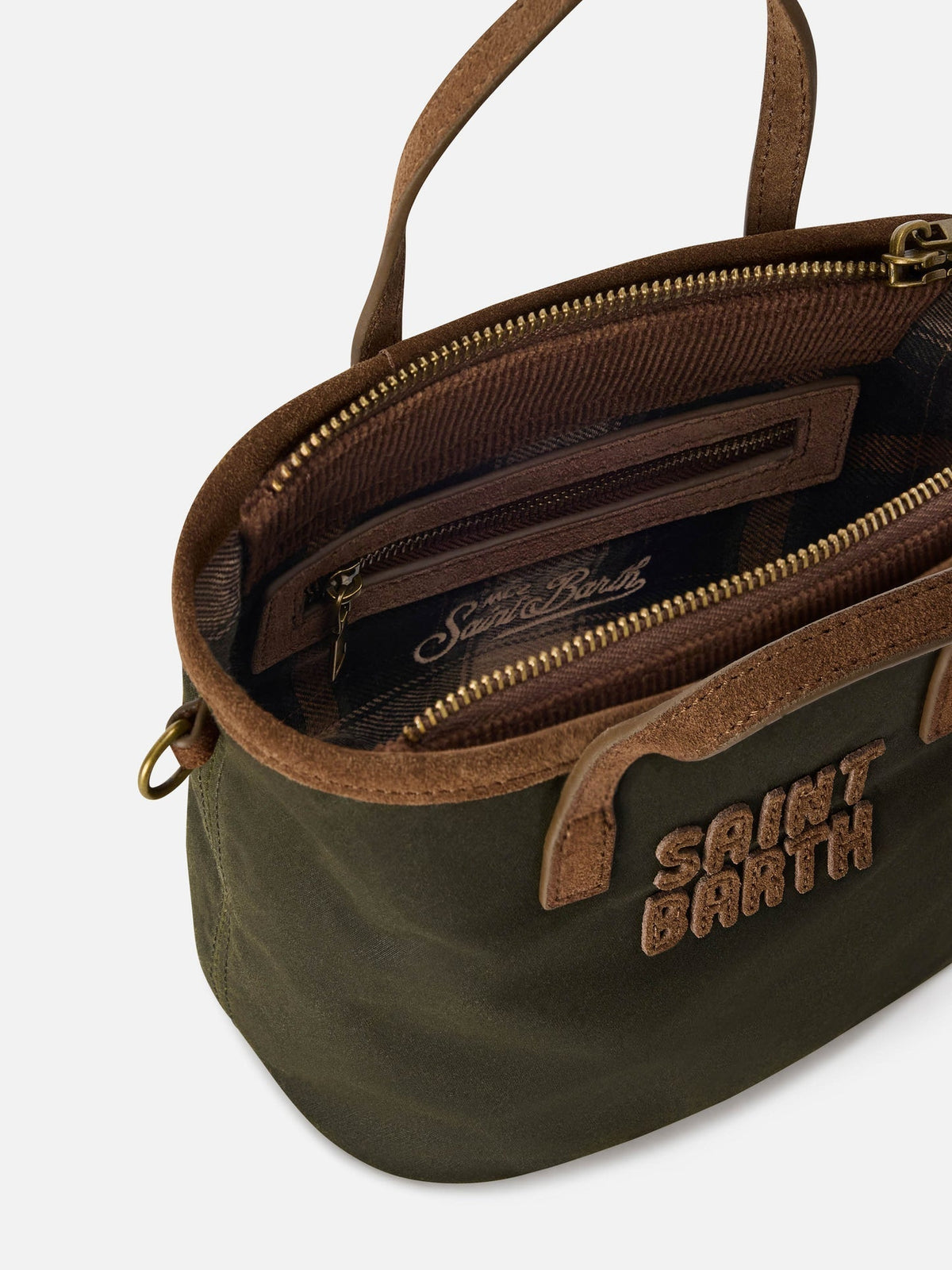 MC2 Saint Barth Borsa Mini City Wax verde militare - dettaglio interno