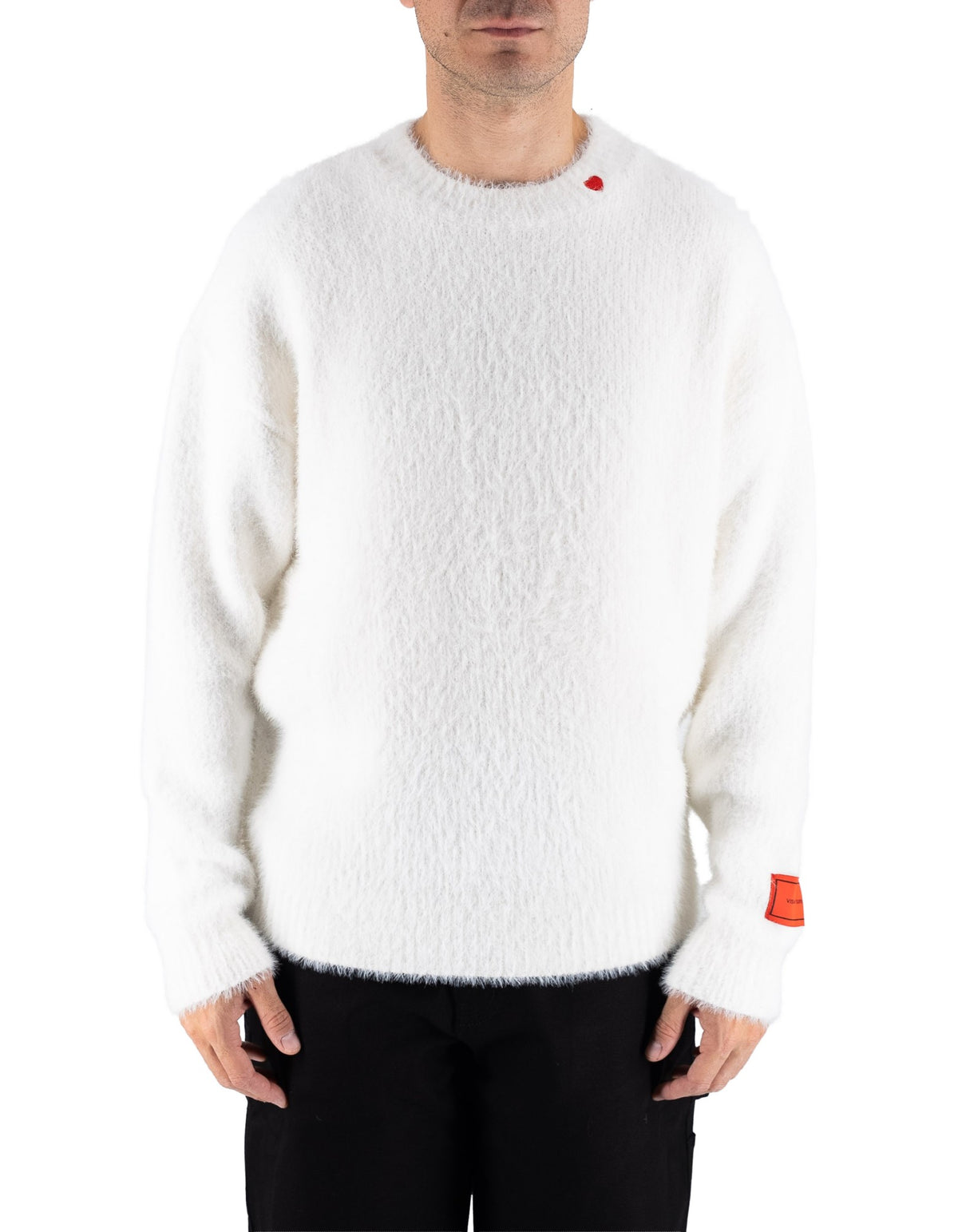 Vision Of Super Offwhite Sweater With Embroired On Neck Anche Patch Off White – dettaglio prodotto 4 – Master SKU VOS_VS007SW-02_OFF_WHITE